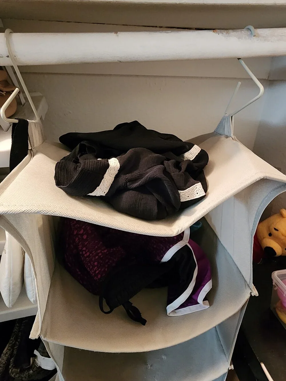 Hanging Closet Clothing Organizer - 6 Grey Fabric Shelves